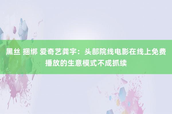 黑丝 捆绑 爱奇艺龚宇：头部院线电影在线上免费播放的生意模式不成抓续